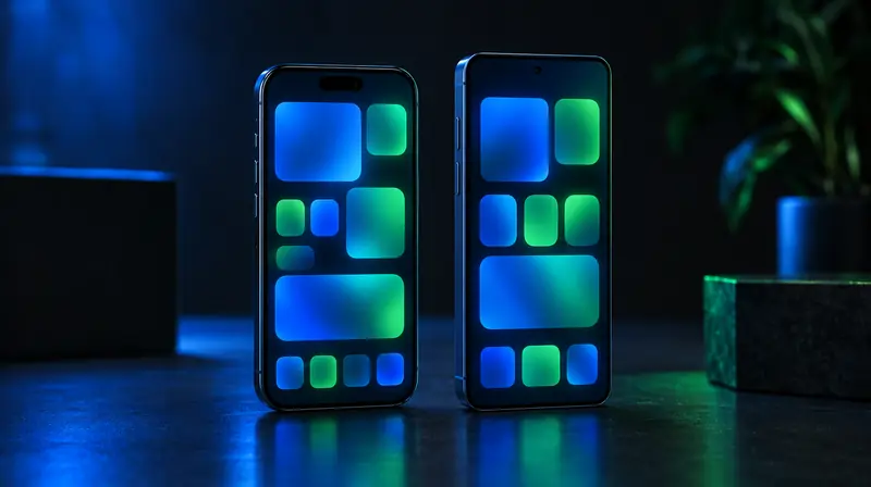 Dos celulares distintos con íconos de apps encendidos
