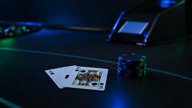 Mesa de blackjack con un as y un rey