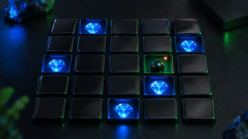 Cuadrícula de fichas con gemas azules y una bomba
